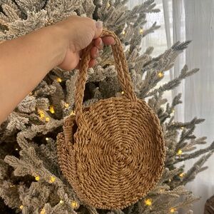 Chic Woven Round Mini Bag in Tan